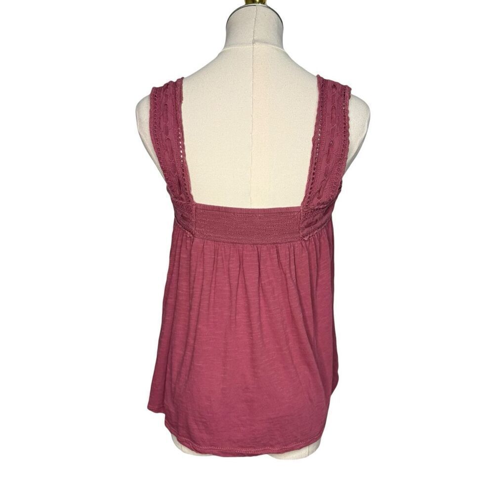 Lucky Brand Women’s XS Square Neck Lace Tank Babydoll Top Rose Brown Flowy Y2K - Picture 7 of 9